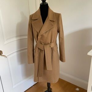 MANGO 💎 Premium 💎 Wool Coat Lined Camel /Tan /Beige with Belt